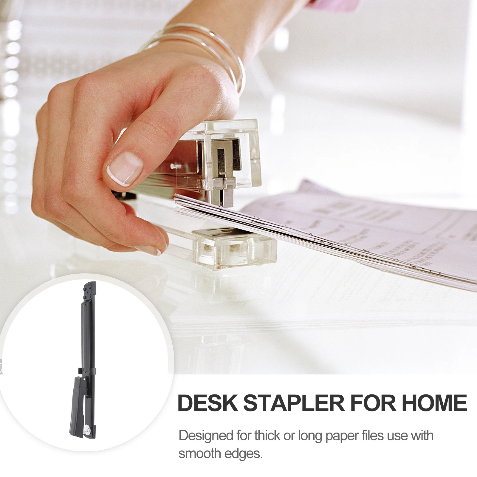 1Pcs Long Arm Stapler Strong Binding Capacity Stapling Tool for Office Home School Desktop Use Easy Carry Design