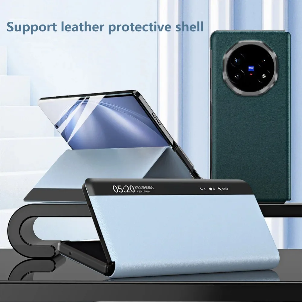 

High-end Busine Sle Magnetic Leather Stand Phone Case for VIVO X Fold 5 Smart Wake Sleep Lychee Leather Camera Protection Cover
