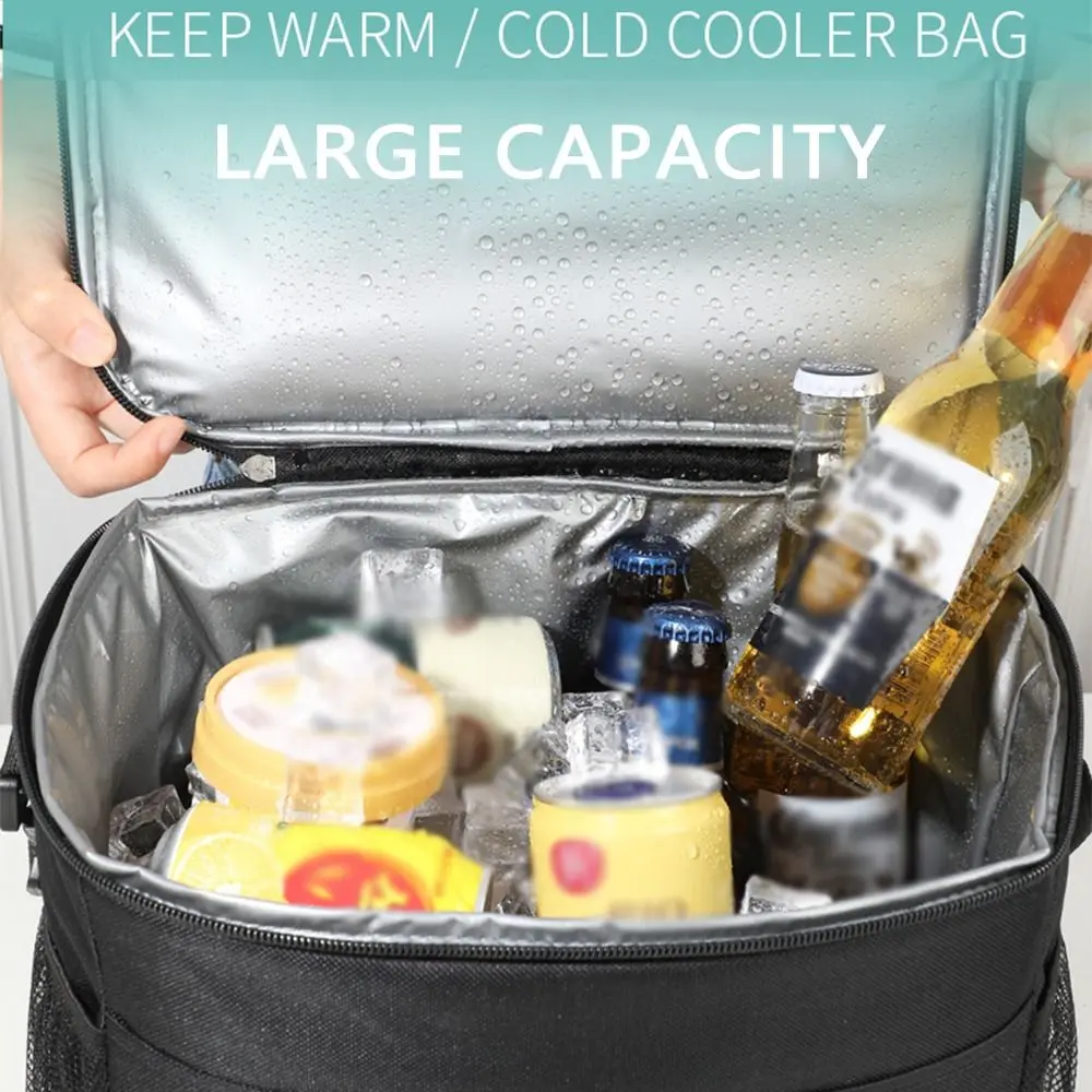 Large Capacity Insulated Cooler Bags Thickened Waterproof Ice Fridge Bag Portable Removable Strap Lunch Food Thermal Box