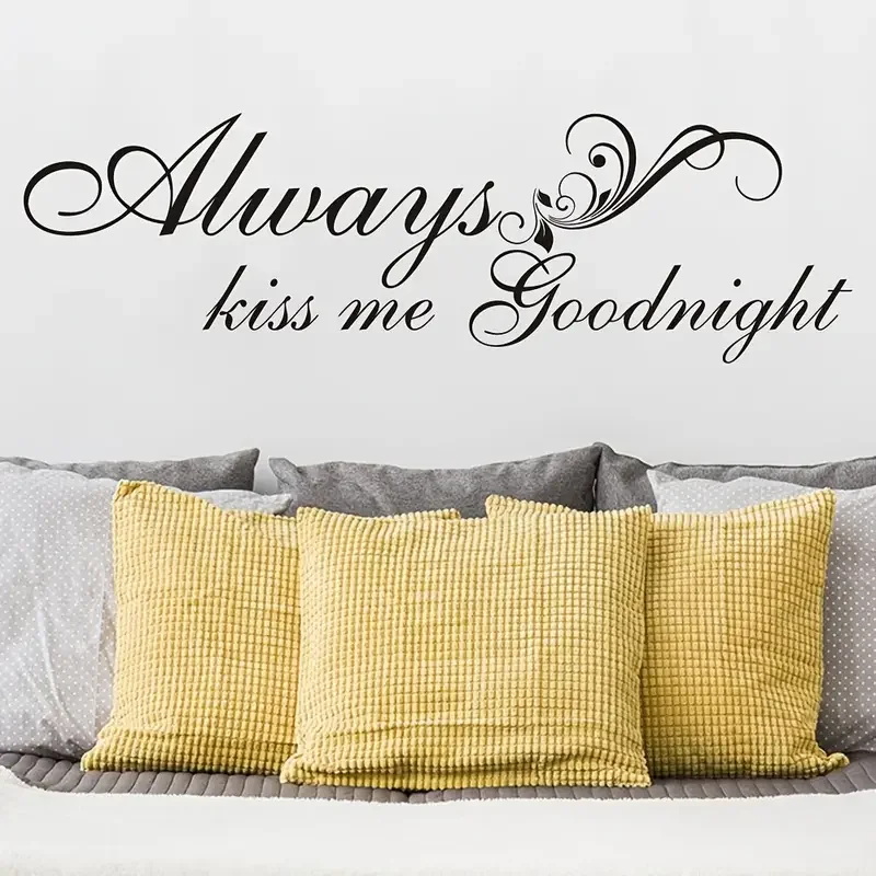 1pc Wall Decal Always Kiss Me Goodnight Wall Decal Sign Warmly For Bedroom Quote Art Stickers Living Room House Decor Wedding Gi