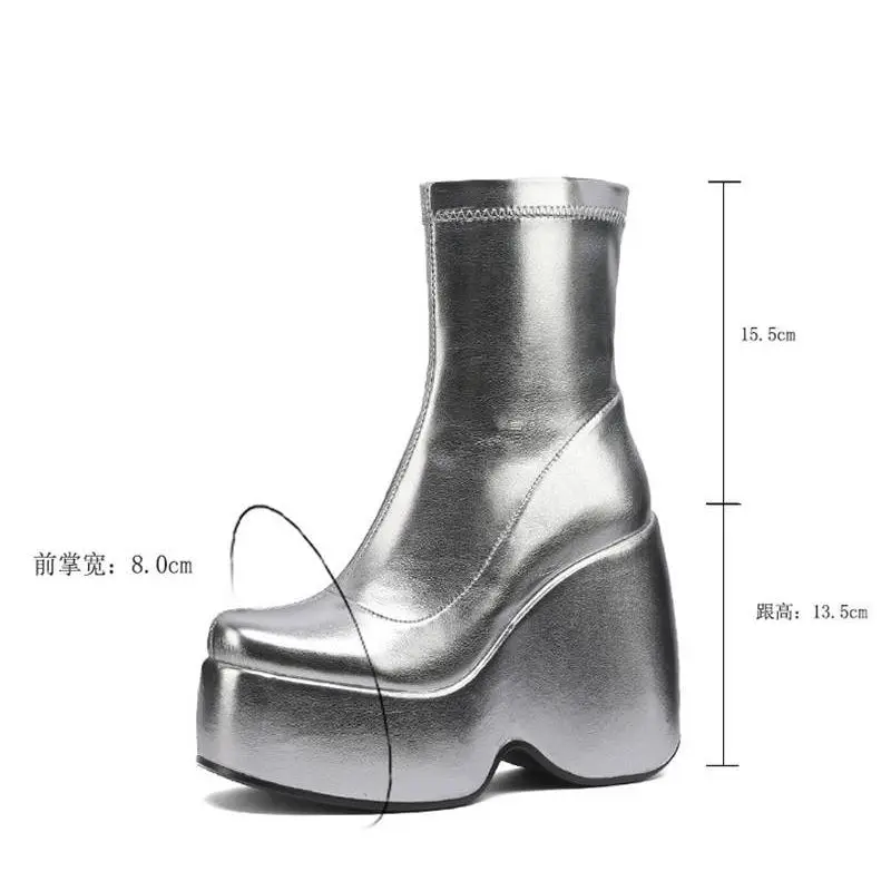 SIMLOVEYO Brand Ladies Platform Boots Fashion Thick High Heels Women\'s Bootie Party Sexy Block Heel Shoes 44