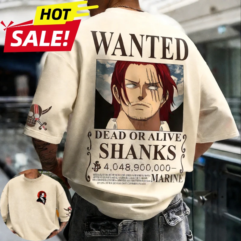 Anime One Piece Shanks Harajuku Men's Clothing 2026 Summer Vintage  T-Shirt Women Streetwear Casual Short Sleeve Tee