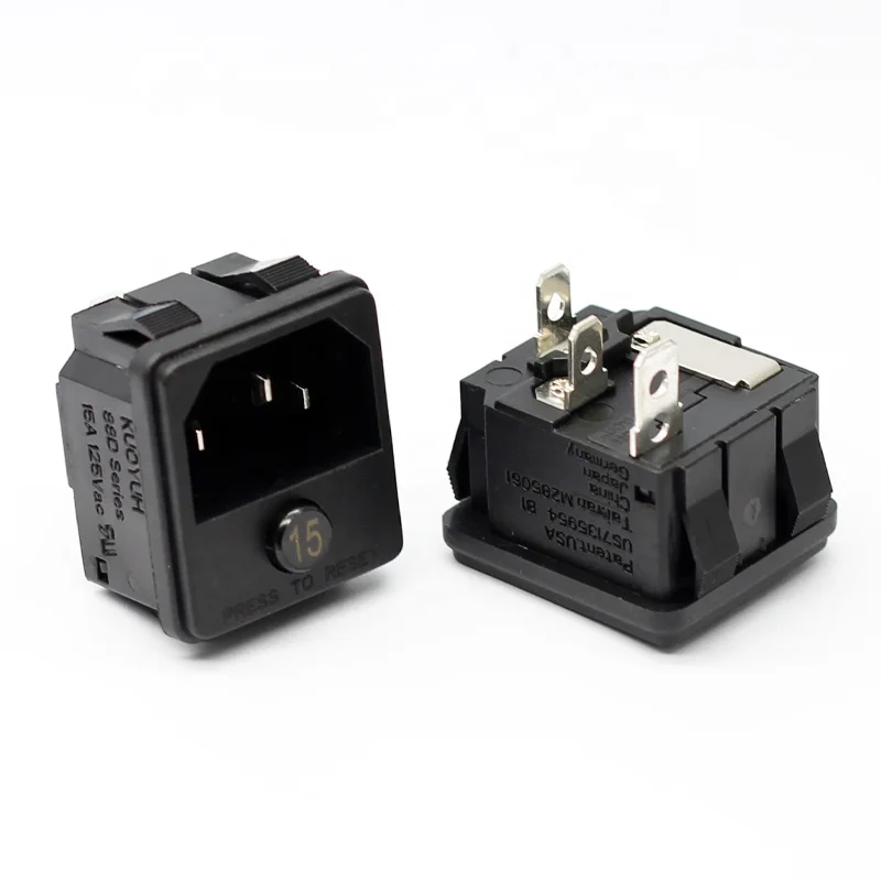 

Kuoyuh 88D series Miniature Overload Protector 15A Electrical button Reset Circuit Breaker with C14 IEC Socket