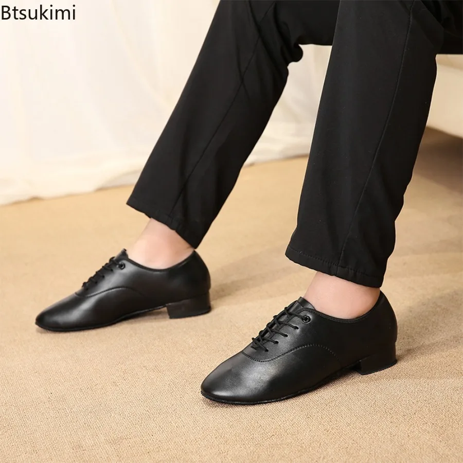 Zapatos de Baile Latino para Hombre en Cuero Sintético, Zapatos de Baile Moderno, Tango, Baile Nacional Estándar, Tallas 38-45, Zapatos de Vals