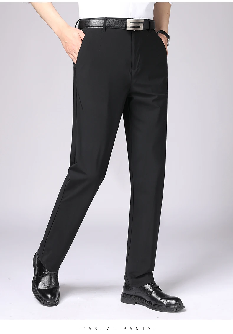 Sommer Herren Elastische Gerade Hosen Frühling Herbst Business Casual Lange Anzughosen Herren Formelle Hosen Einfarbige Anzughosen – Detail 6