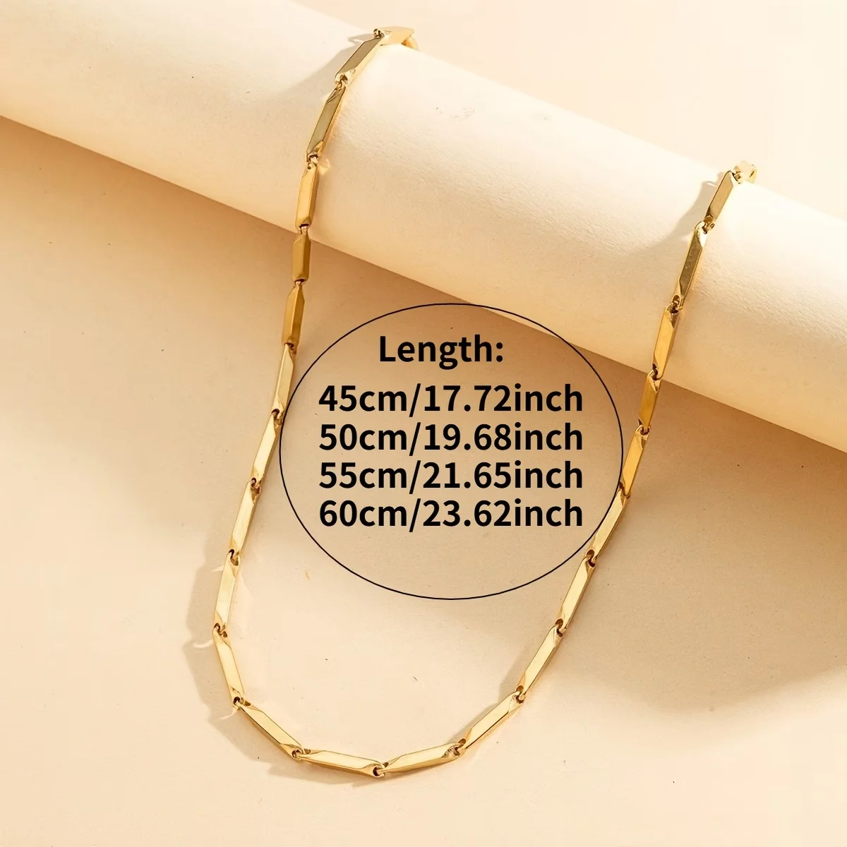 1pc Rhombus Chain Necklace 3Mm Minimalist Geometric Punk Hip-hop Style Necklace Versatile for Daily Casual Wear 45/50/55/60cm