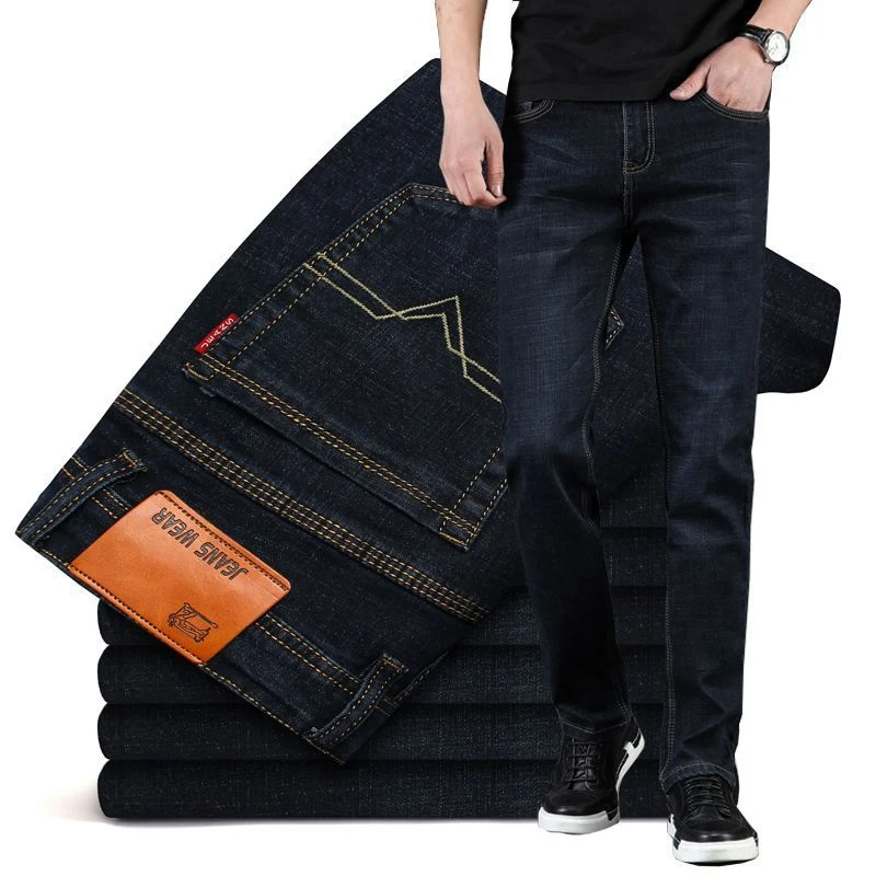 Men Jeans Summer Thin Straight Loose All-Match Stretch Casual High Quality Pants Men High Waist