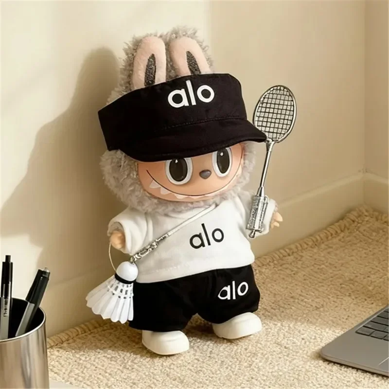 Traje de muñeca Labubu de 15 y 17cm, ropa de tenis, Camiseta deportiva, pantalones vaqueros, conjunto de zapatos, gorra de béisbol, Falda plisada de punto, ropa
