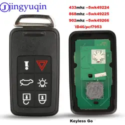 jingyuqin 433/868/902MHz KR55WK49266 Car Remote Key for VOLVO XC60 XC90 S90 S60 2009-2014 PCF7953 Auto Keyless Go Smart 5WK49224