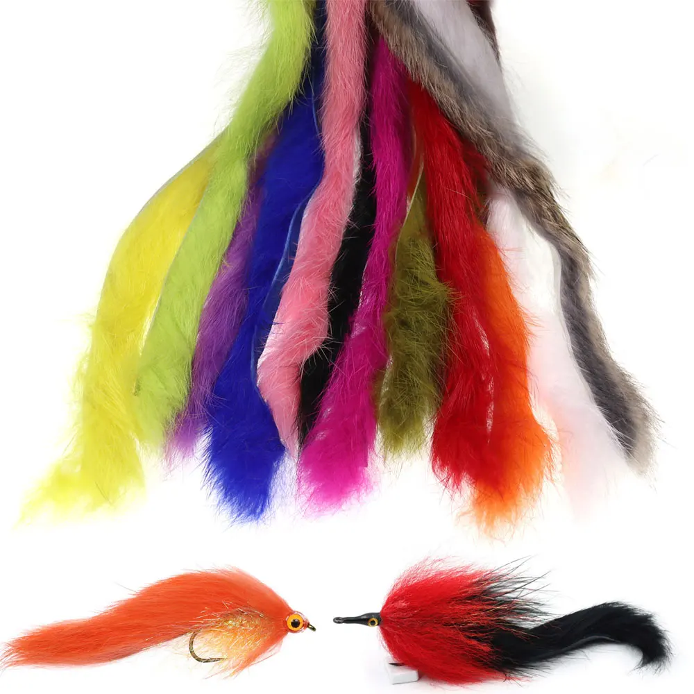 2 Stück 5 mm breite Hasenfell-Zonkerstreifen, Fliegenbindematerial zum Binden von Zonkers, Minnow-Ködern, Streamern, Salzwasser-Angelködern