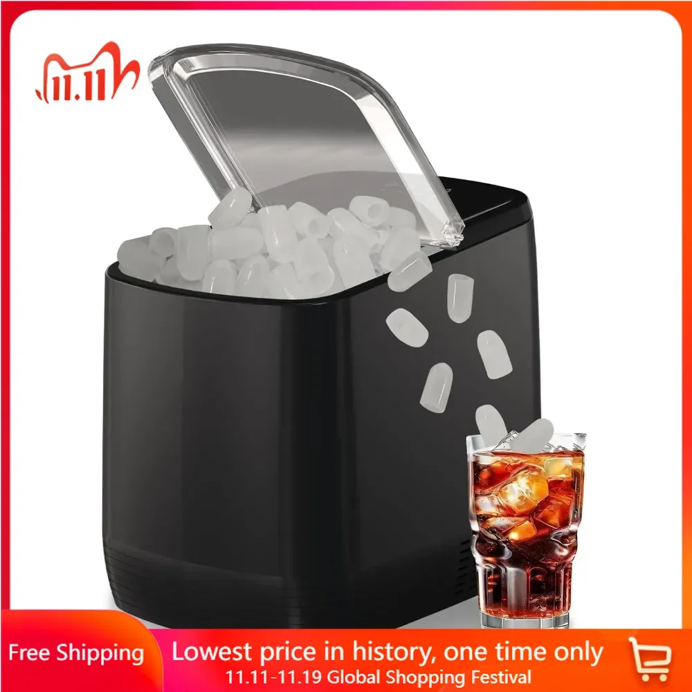 

Countertop Ice Maker, 3.5 Minutes Fast Ice Making, Auto-Cleaning Function, Portable Basket and Scoop, for Kitchen Camping RV
