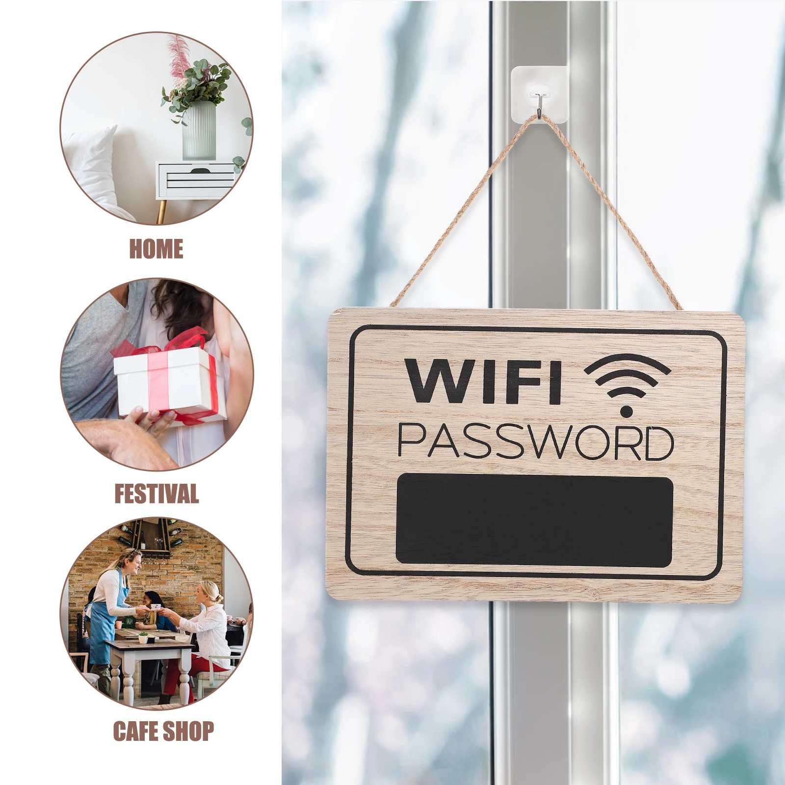 Tanda Kata Sandi Wifi Dinding Kayu CG04WF Tanda Kata Sandi Wifi untuk Rumah Pedesaan Rumah Hotel Tanda Gantung Lingkungan