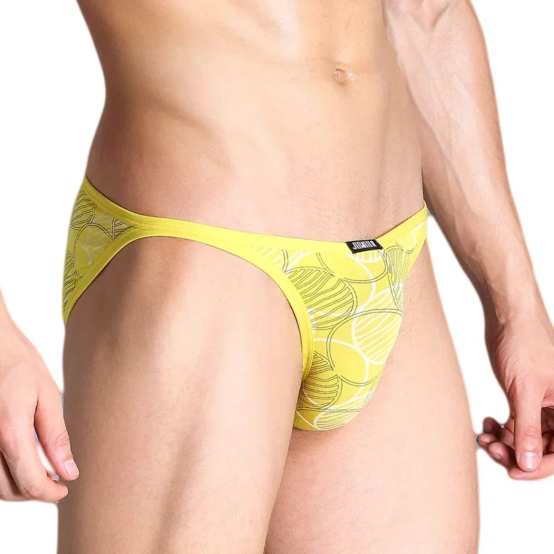 Jinshi Men's Underwear Briefs Low Rise Print Panties Soft Bamboo Breathable Briefs