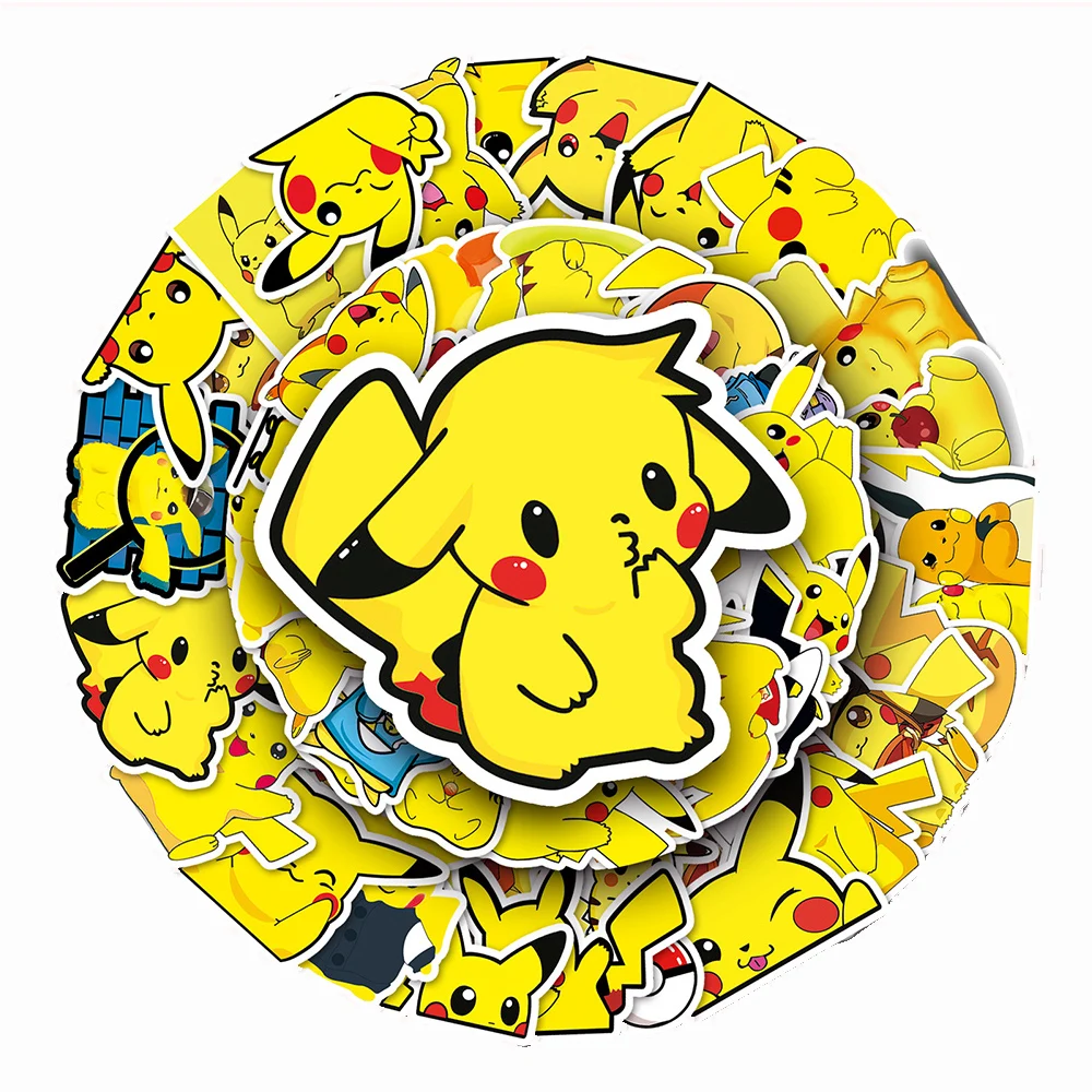 10/30/50pcs Kawaii Pokemon Pikachu Cartoon Stickers Cute Creative Decals Toy DIY Suitcase Laptop Notebook Phone Graffiti Sticker