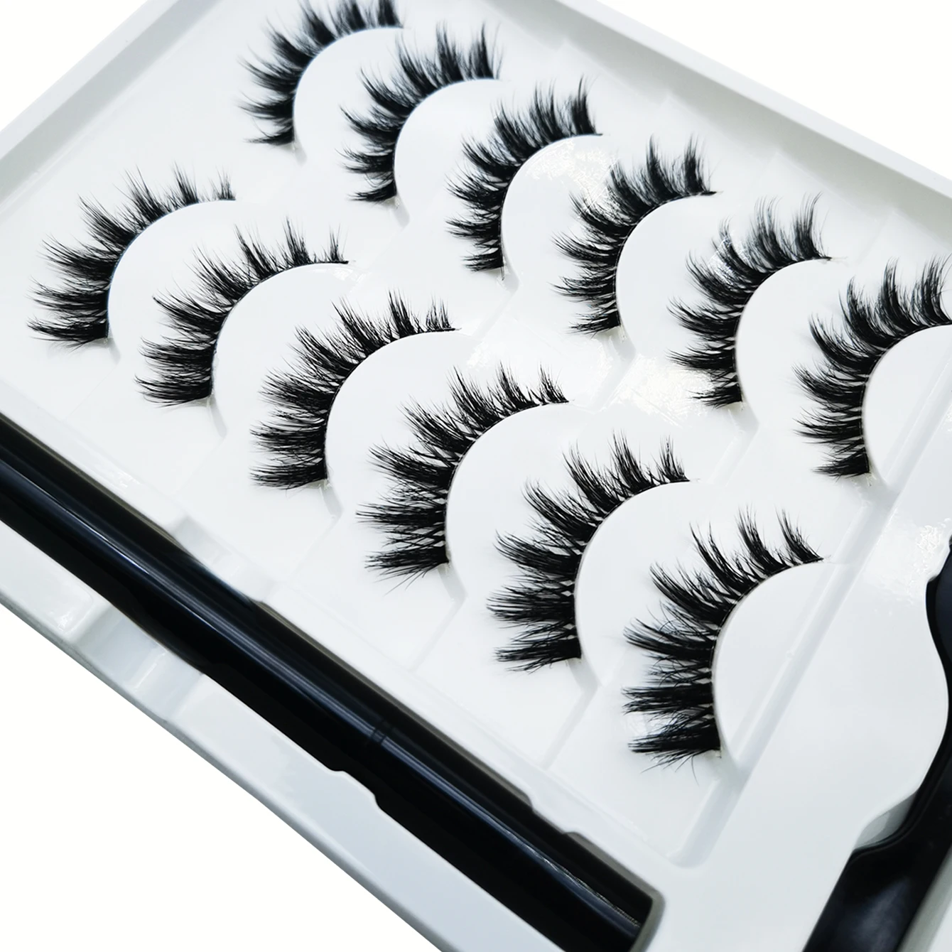 6 أزواج من الرموش الصناعية ذات الجذع الشفاف للمكحل المغناطيسي #4