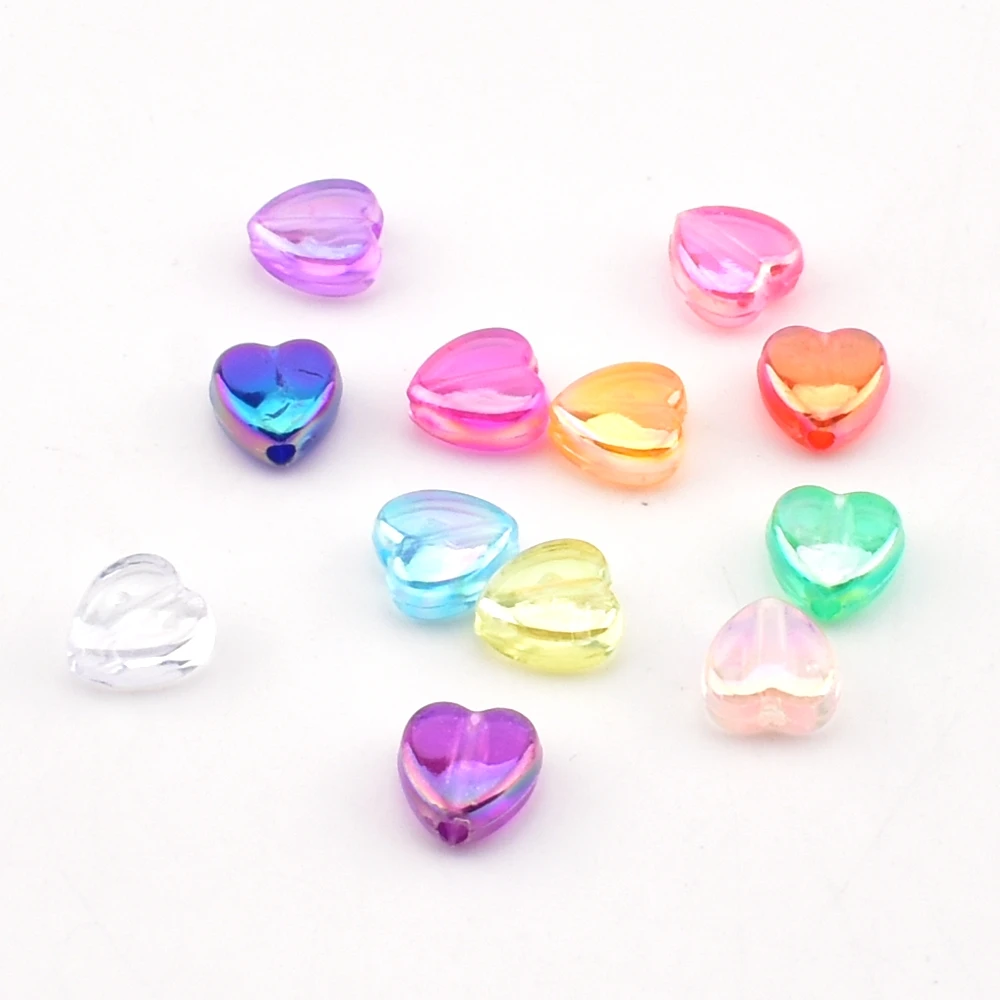 50pcs/lot 10mm acrylic AB colour Love brads DIY material bead accessories for jewelry making