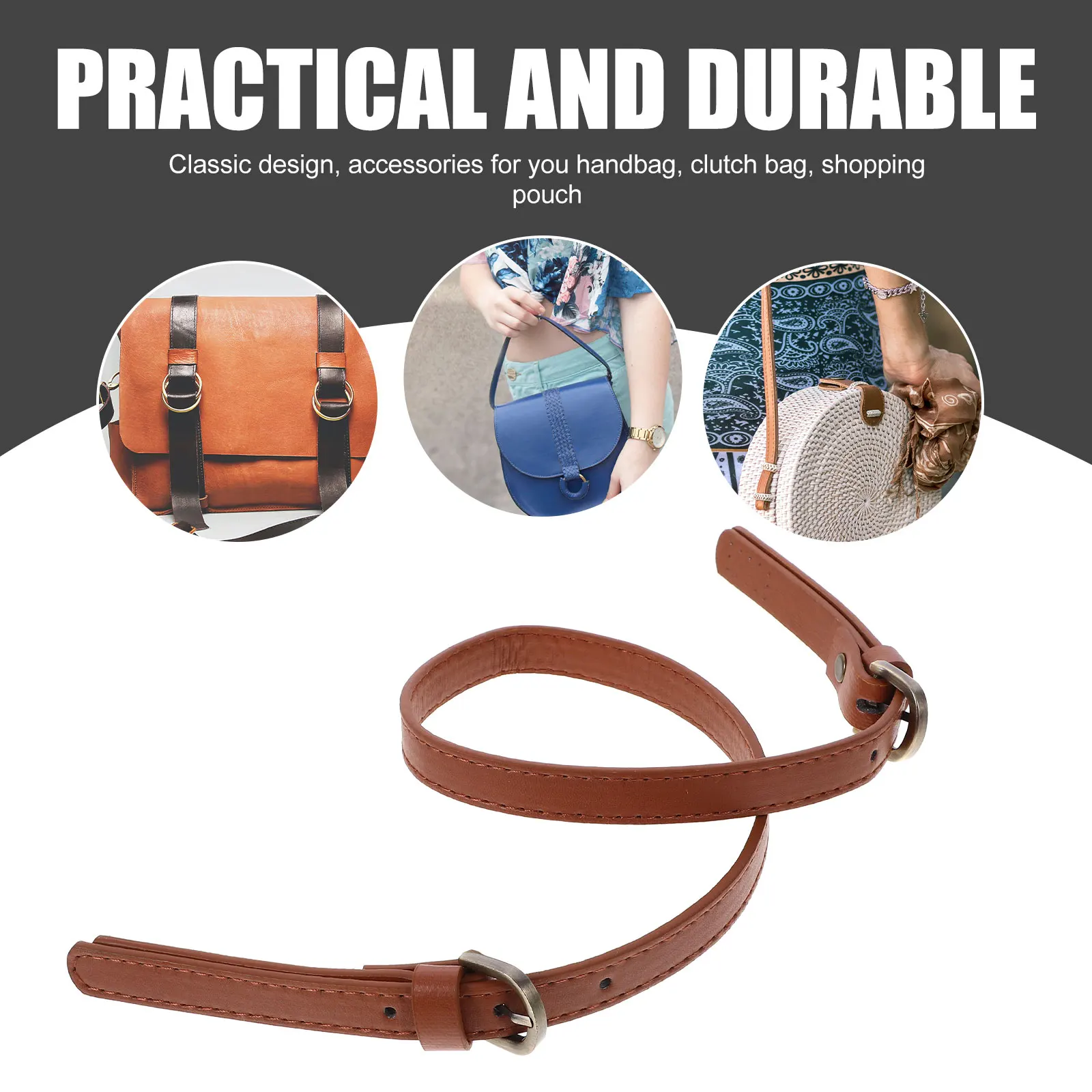 

Adjustable Durable Synthetic Tote Bag Replacement Strap For Women Handbag Shoulder Belt Pouch Accessory Diy Strap Brown