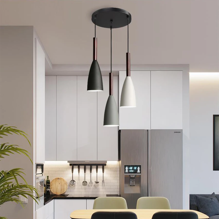 Nordic style dining room light, simple modern single three head household dining room light, bedroom light, bar counter pendant