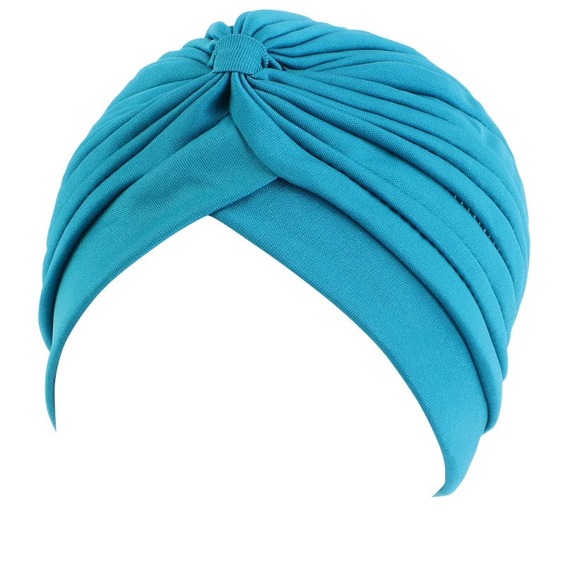 New Knotted Ruffle Turban Ladies Soft Headscarf Casual Streetwear Female Muslim Hijab Indian Hats Cancer Chemo Cap Turbante