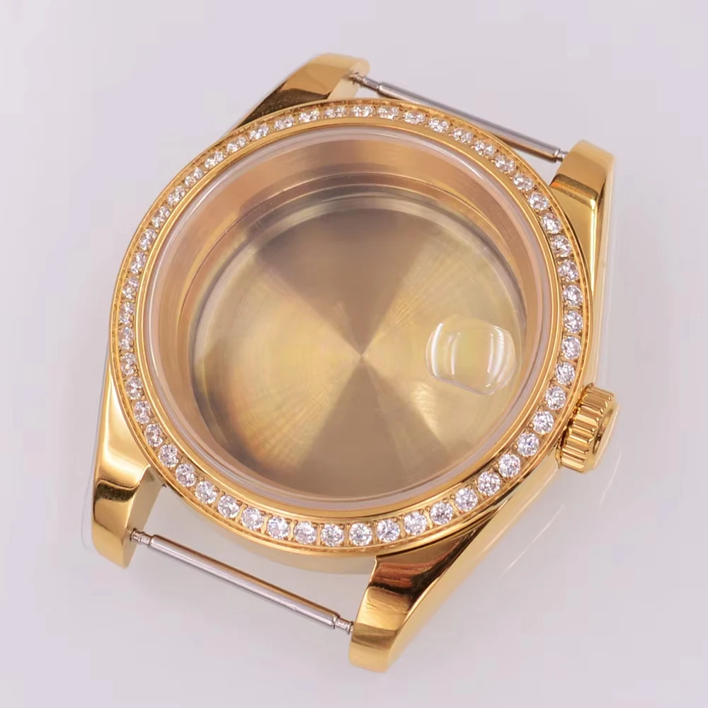 36MM/40MM Sapphire Glass Watch Case Fit NH35 NH36 PT5000 ETA2824 ST2130 Movement gold