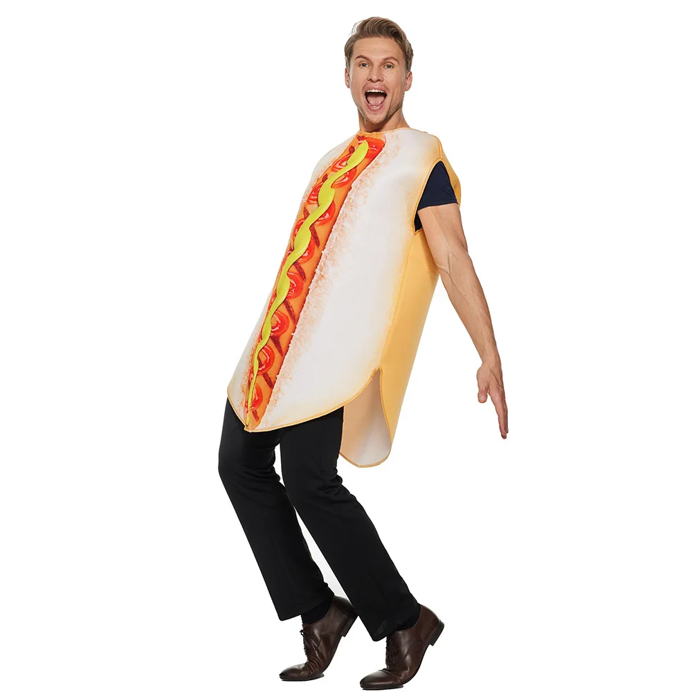 Kostium Hot Dog na Halloween 2020, nowy, popularny strój jedzenia, ubranie do występów, cosplay, kombinezon kiełbaski, rozmiar dla dorosłych, kostium sceniczny