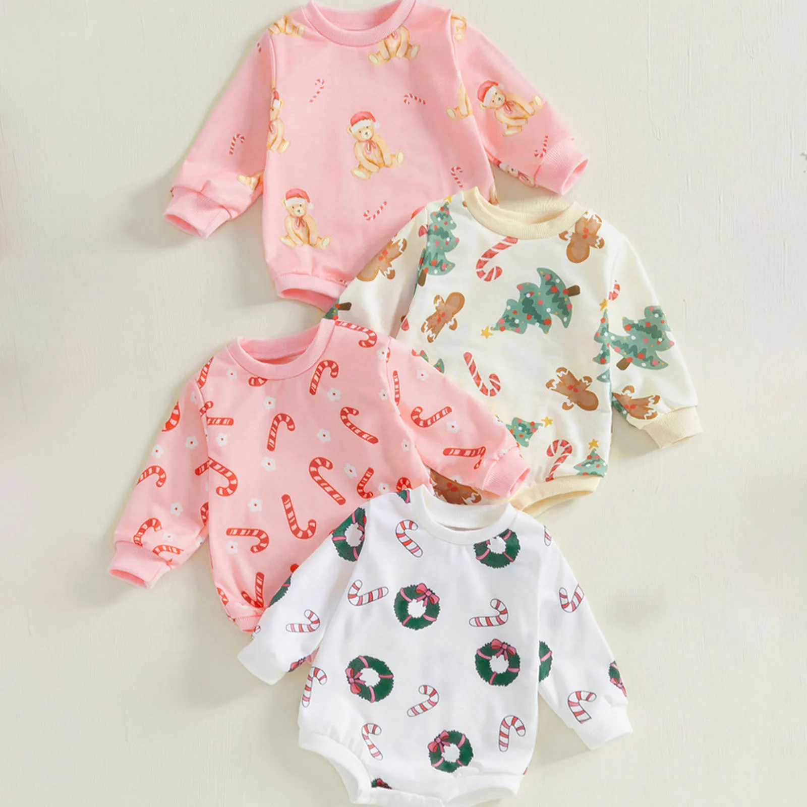 

Baby Unisex Romper Comfortable Skin - Friendly Fashion Long Sleeve Adorable Christmas Printed Bodysuit Toddler Crawling Clothes