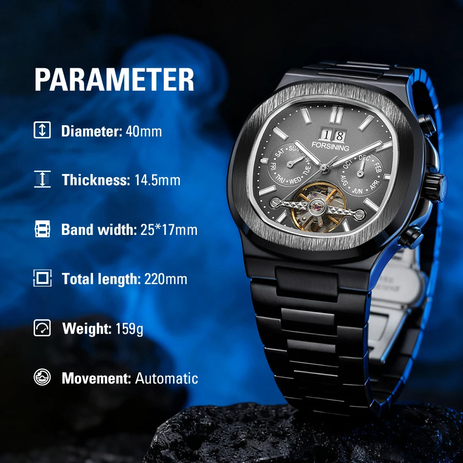 2026 FORSINING High Quality Luxury Men Military Watch Automatic Movement Mechanical Male Stainless Steel Waterproof Wristwatches