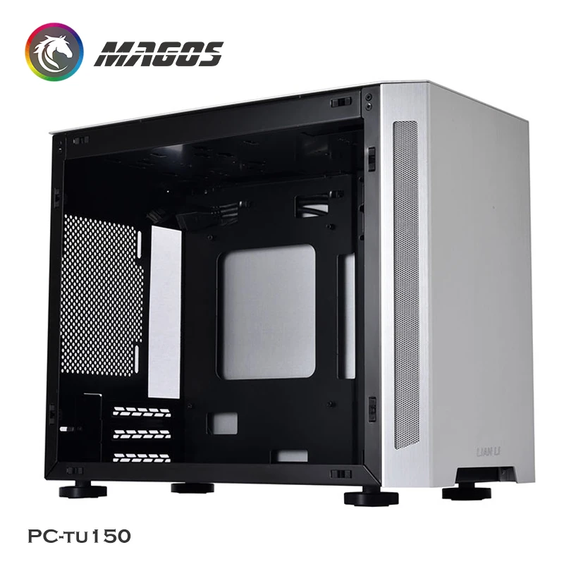 Imagem -06 - Lian li Tu150 Alumínio Mini Itx Case pc Refrigeração de Água Desktop Computador Gamer Gabinete Gaming Case Vidro Temperado Preto Prata