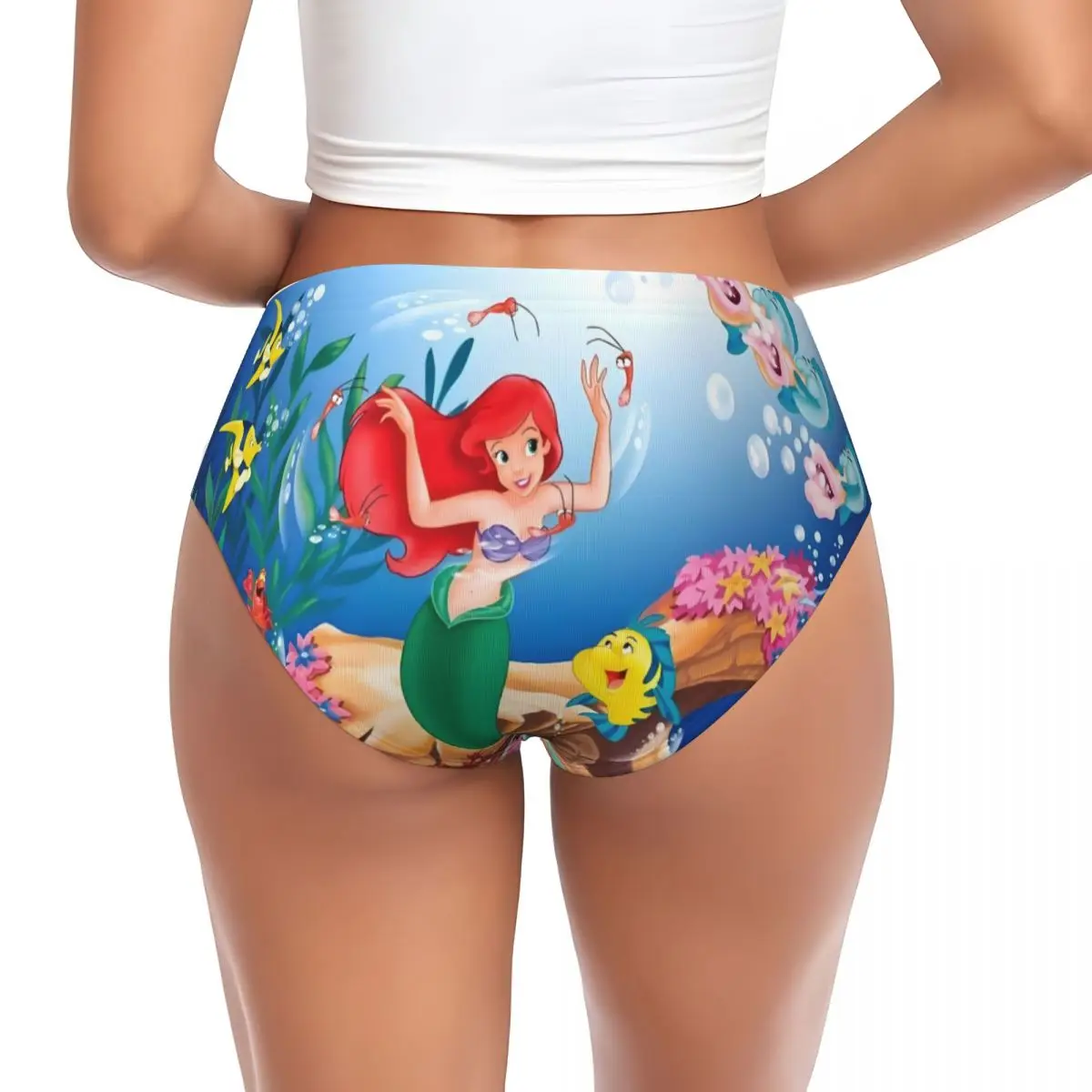 ملابس داخلية مخصصة لفيلم حورية البحر المانغا الصغيرة ملابس داخلية نسائية مريحة قابلة للتمدد من أرييل على شكل سمكة