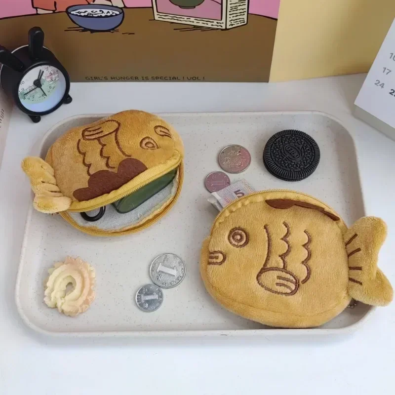 2023 Fish Plush Cute Cartoon Coin Money Purse Wallet Women Zipper Coin Bag Key Earphone Coin Organizer Pouch Case Kids Gift