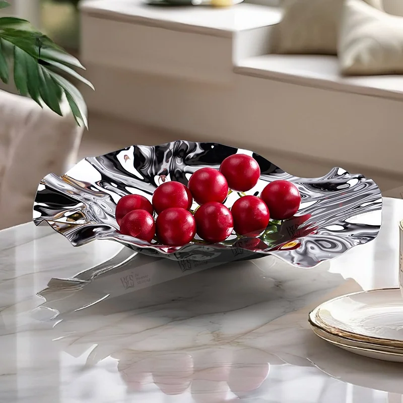 

BFS Роскошная корзина для фруктов из нержавеющей стали, большая, с волнообразным дизайном, креативная, передвижная, подарочная, в скандинавском стиле, нержавеющая, столовые приборы, посуда