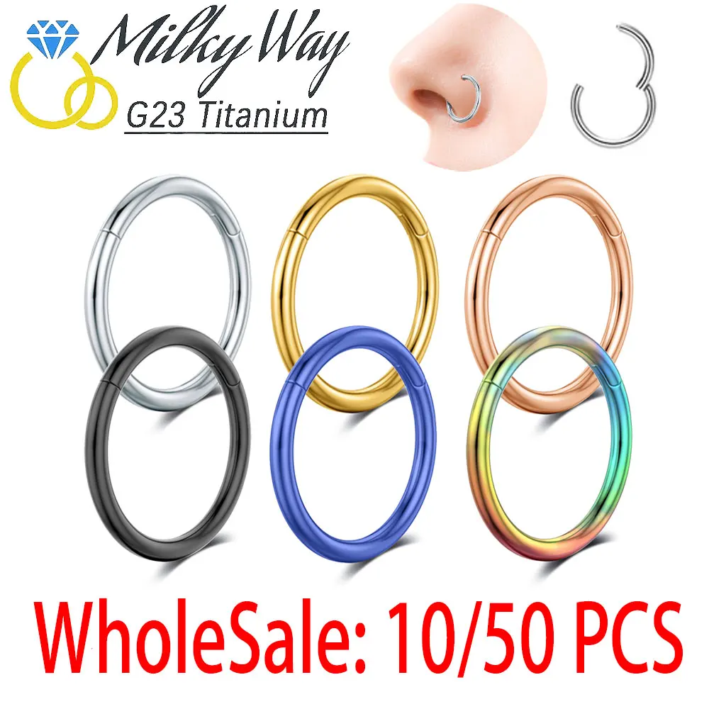 10/50PCS Wholesale G23 Titanium Piercing Basic Nose Rings Sexy Earrings Nasal Septum Hoops Fashion Aretes Body Helix Jewelry