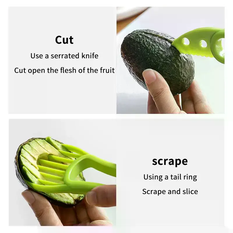 3-in-1 Avocado Slicer Shea Corer Butter Fruit Peeler Cutter Pulp Separator Plastic Knife Kitchen Vegetable Tools Home Accessory