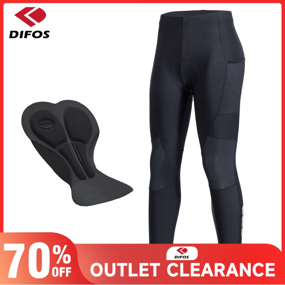 Difos Men's Fleece Cycling Pants Winter Outdoor MTB/Road Bike Padded Trousers Breathable High Elastic Thermal Sports Leggings