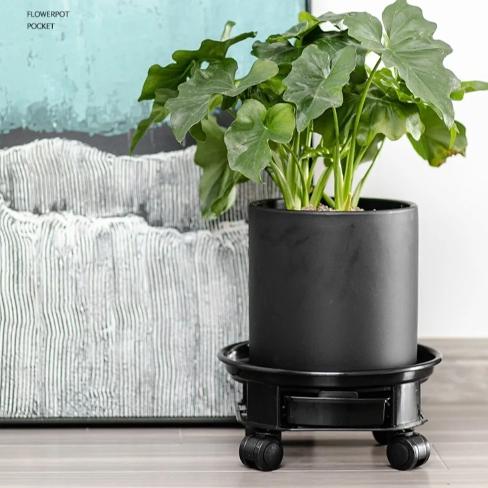 

360-degree Rolling Movable Flower Pot Tray Heavy Duty Round Universal Wheel Flower Pot Base Non-Slip Stable Flower Planter Stand