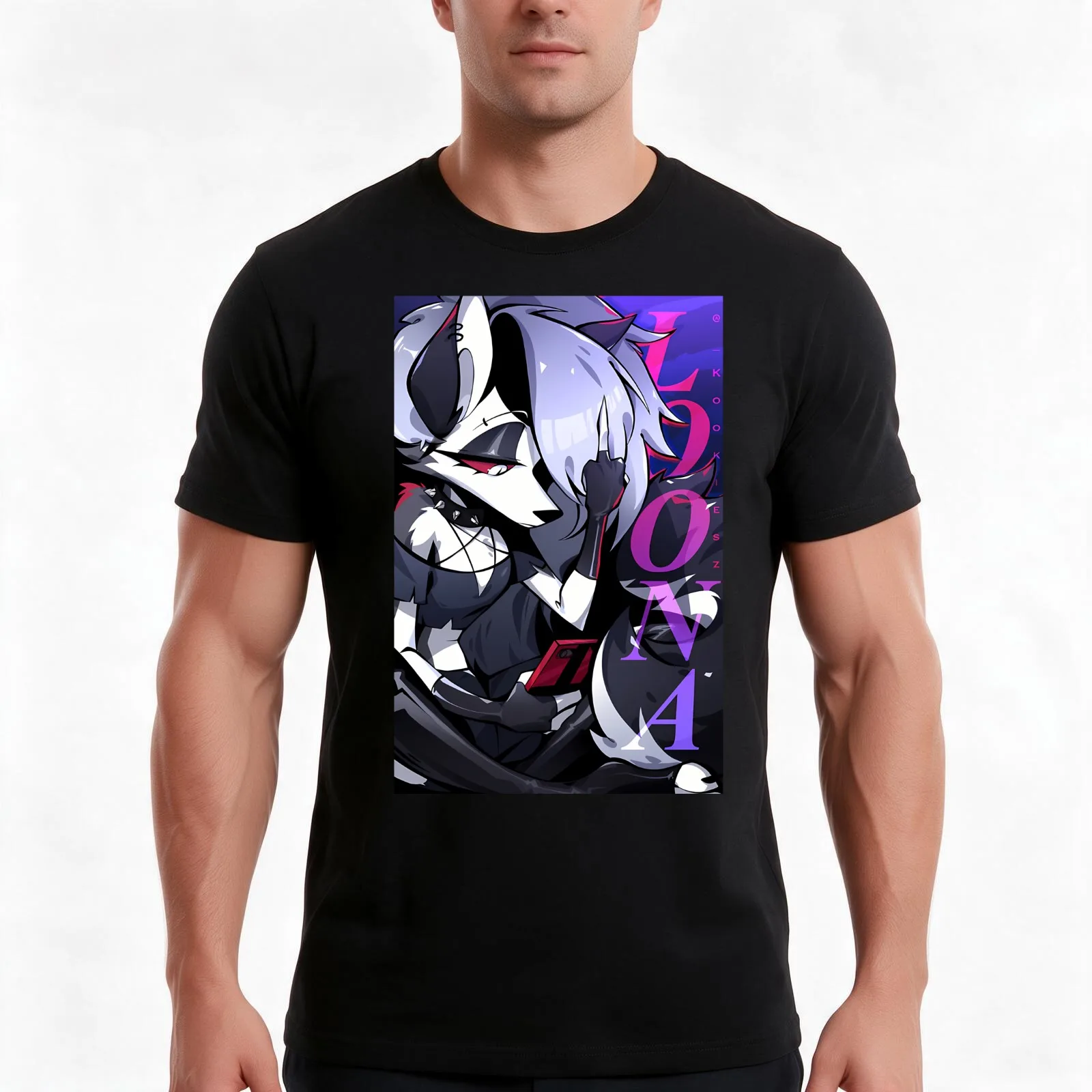 Loona T-Shirt, Summer Casual Cotton Tee, Oversized Streetwear Tops, Vintage Graphic Print, Loose Fit Short Sleeve, 100% Cotton