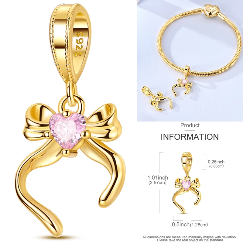 2026 Neuer 925 Sterling Silber Schleifen-Charm Herz Keltischer Knoten Perlen-Anhänger Passend für Europäische Armbänder DIY Damen Schmuck Geschenk – Detail 17