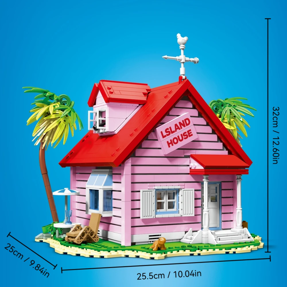 Creatieve 1434PCS Master Roshi House Bouwstenen Seaside Villa Houten Cabine Model Montage Kit Fans Gift