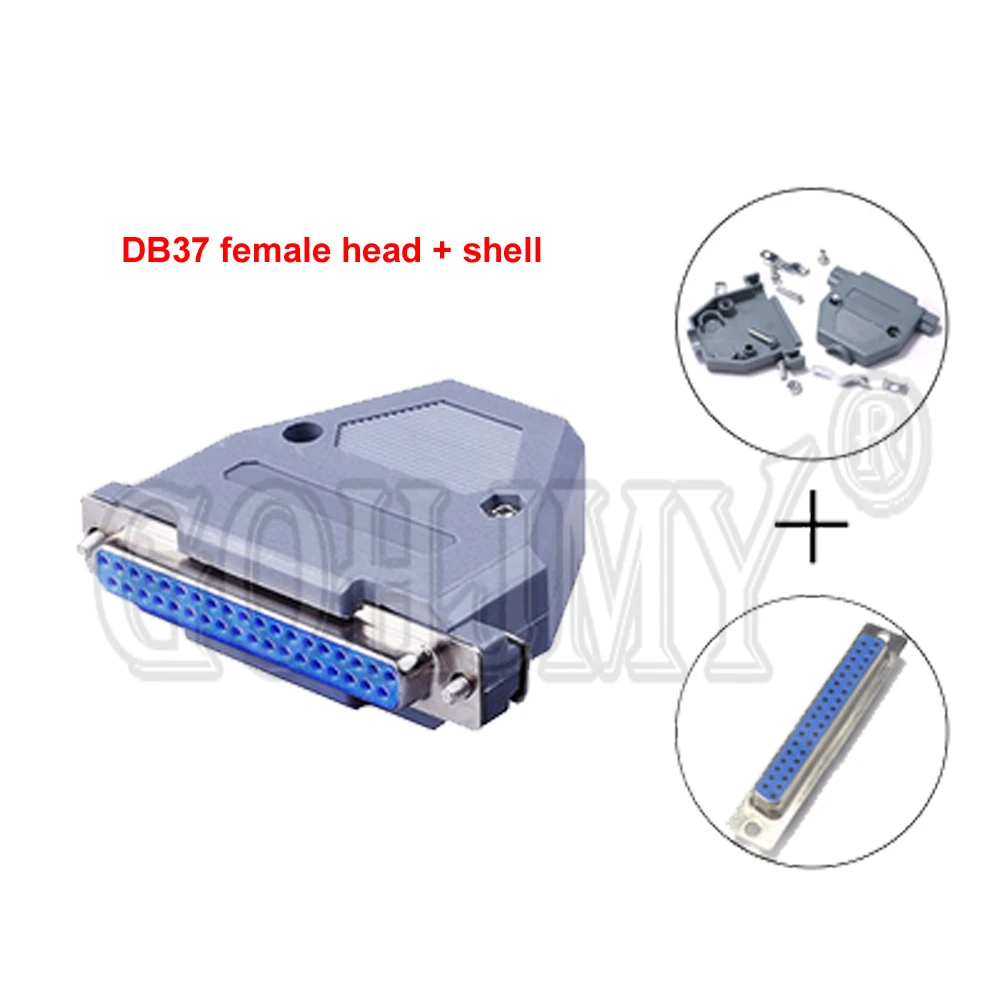 2pairs DB9 DB15 DB25 DB37 welded connectors+plastic assembly housing cover parallel serial port VGA adapter 9/15/25/37P