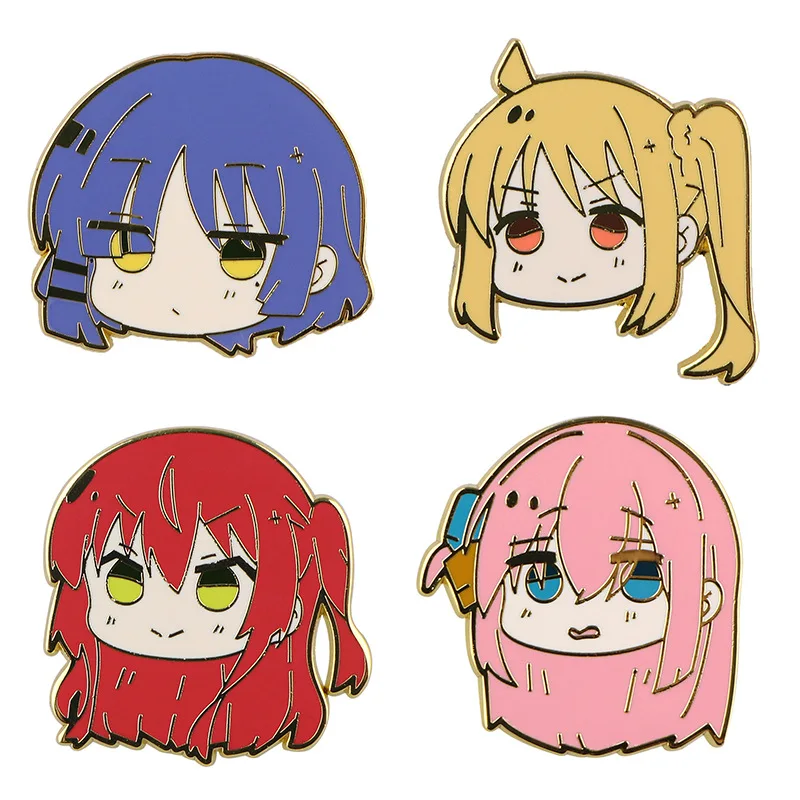 4pcs BOCCHI THE ROCK Anime Cosplay Brooches Cute Character Pins Clothing Backpack Lapel Badges Fashion Jewelry Accessories Gifts