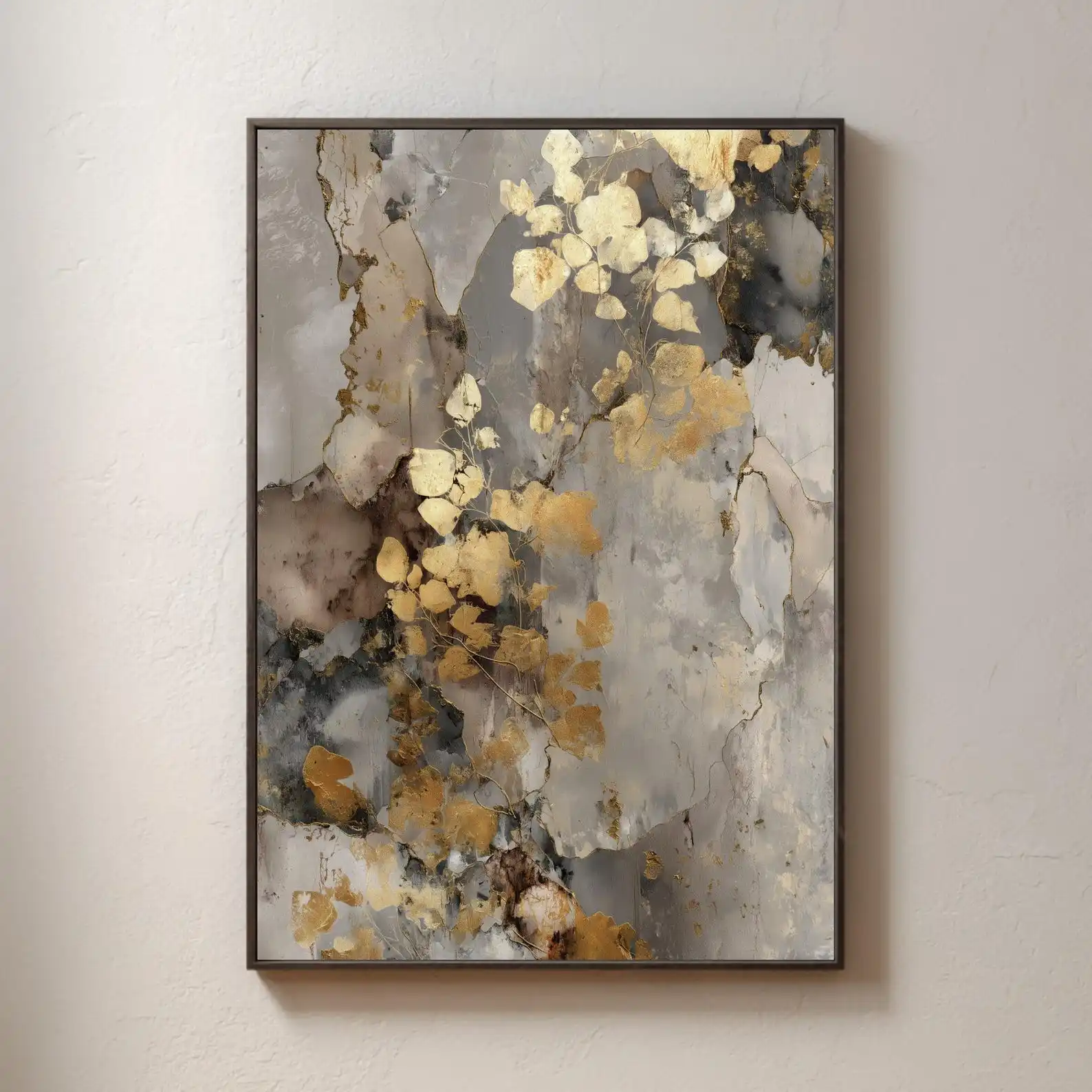 Mhemyo Original Neutral Abstract Expressionism Hand Painted Oil Painting Modern Minimalist Gold Wall Art For Living Home Decor