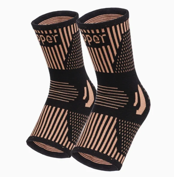 Copper Fiber Nylon Compression Ankle Support Breathable Antibacterial Odor Resistant Ankle Brace for Athletic Sports