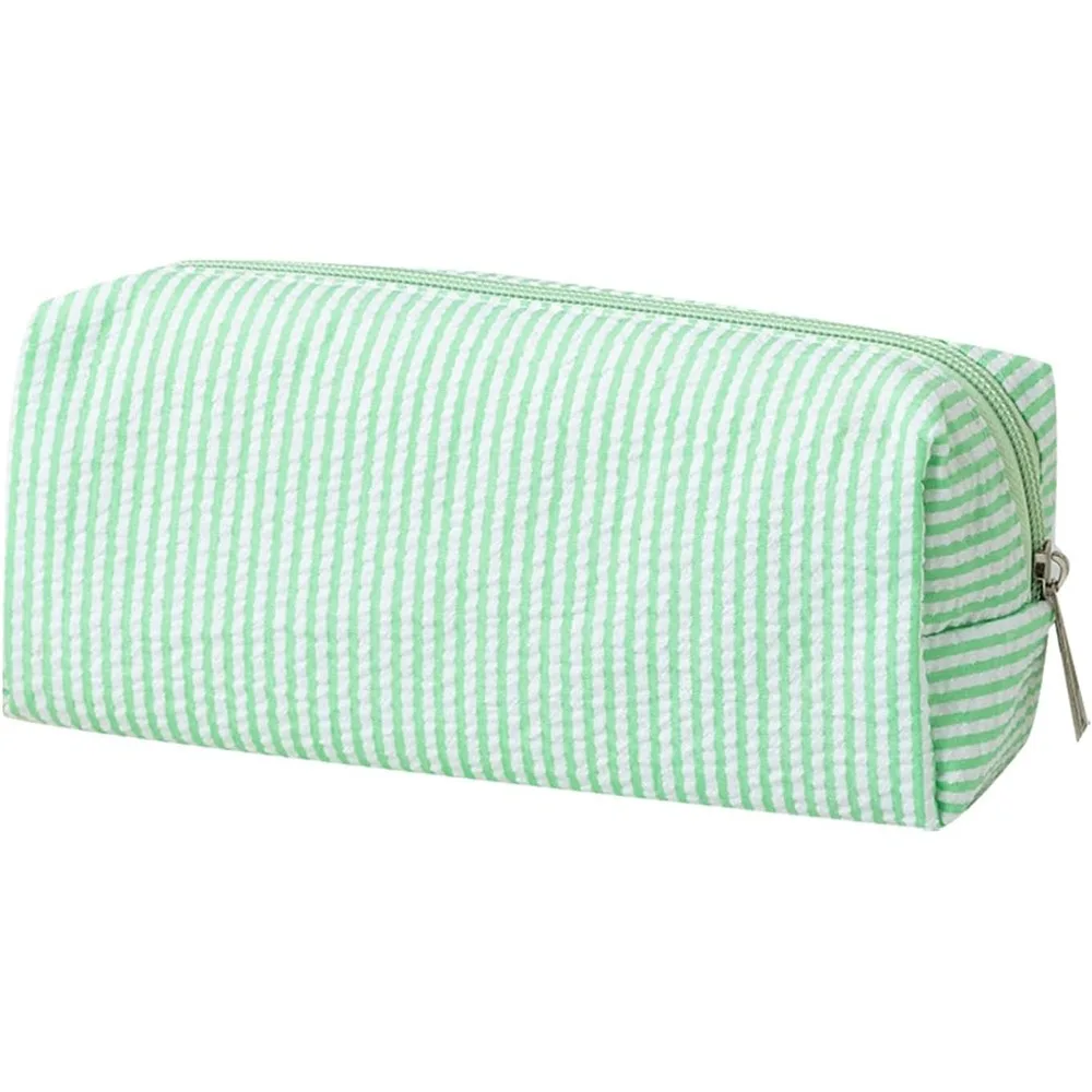 New Stripe Pattern Pen Pouch Large Capacity Zipper Closure Pen Bag Multi-Purpose Durable Stationery Storage Bag School Supplies