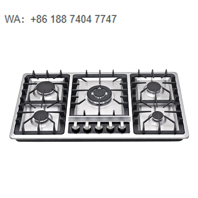 Wholesale Built-in Stainless Steel Gas Hob 5 Burner LPG NG Gas Cooktop Kitchen Appliance
