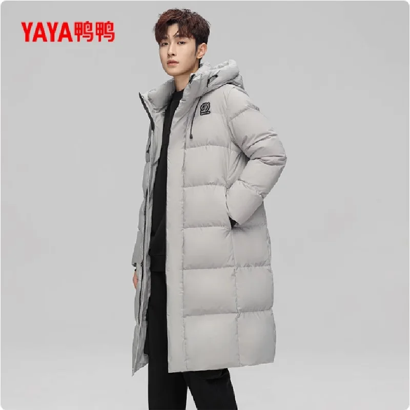 YAYA 2024 Woman Man 90% Duck Down Jacket Stand Collar hood Windbreak Couples Version Thick Long Overcoat Ladies Padded Parkas