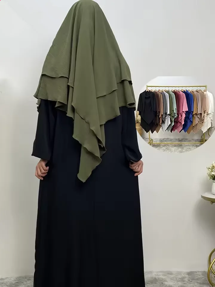 

High Quality Long Khimar Eid Ramadan Muslim Veil Prayer Hijab Islamic Clothing Arabic Tops Scarf Burqa Turkey Caftan Headscarf