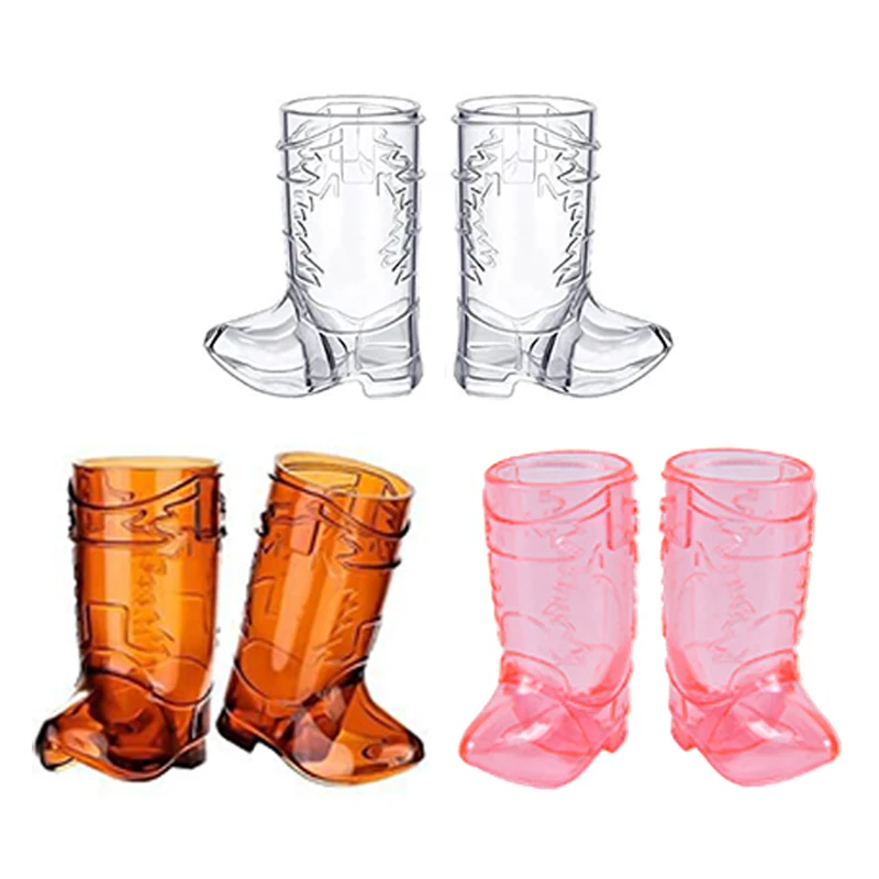 10Pcs Plastic Mini Transparent Boots Birthday Theme Party Decoration Cowboy Boots Drinking Cup Party Wine Beverage Supplies