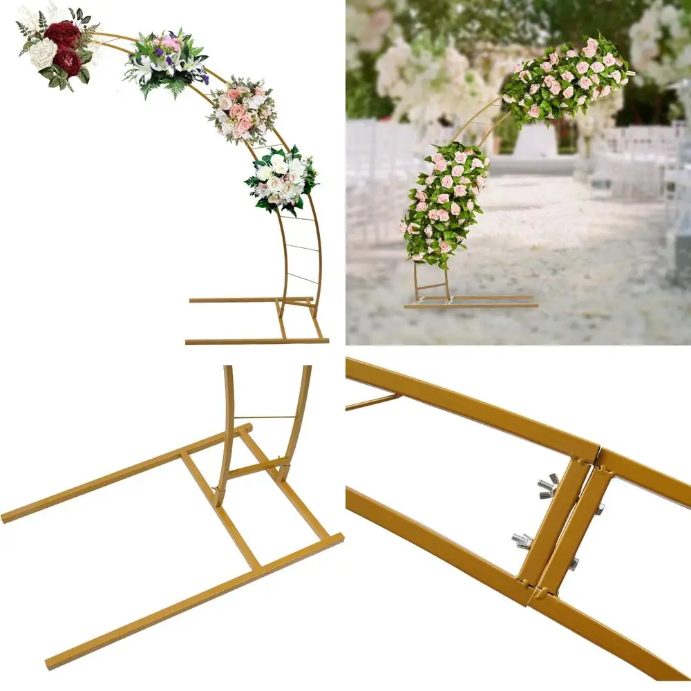 

Elegant Crescent Moon Wedding Arch with Curved Flower Balloon Frame for Dreamy and Romantic Celebrations