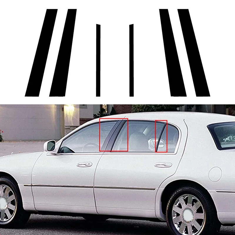 For Lincoln Town Car 1998 1999-2005 2006 2007 2008 2009 2010 2011 Car Pillar Posts Door Window Trim Cover Stickers Styling