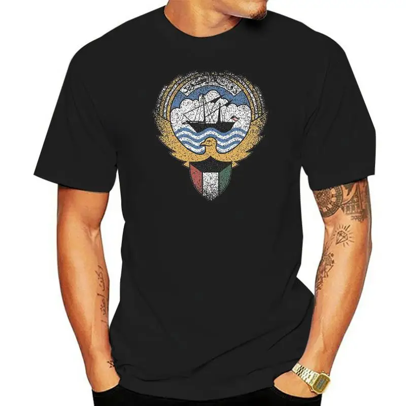 O Neck Tee Shirt Short Sleeve Kuwait Coat Of Arms T Shirt National Emblem Tee